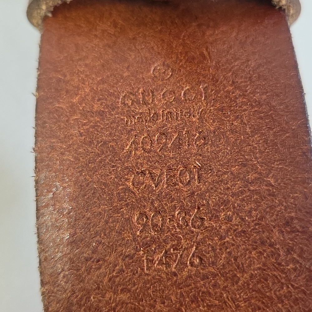 Gucci Brown Leather Belt with Gold Double G Buckle - Picture 5 of 16